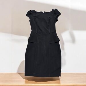 BCX Black Peplum Sheath Dress Cap Sleeve